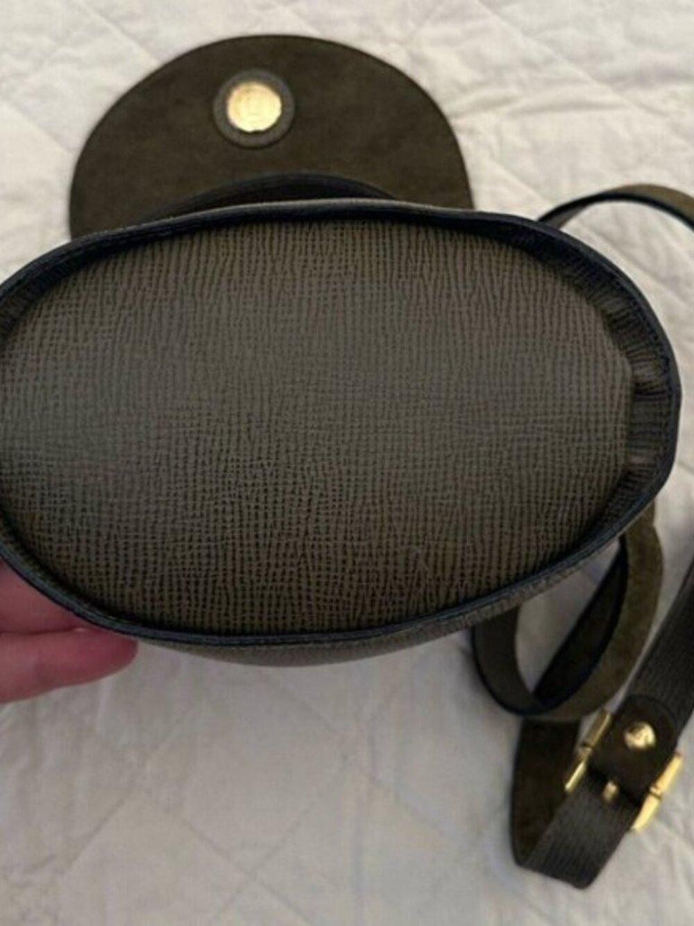 Fendi Green Leather and Suede Crossbody Bag - Picture 6 of 16